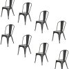 Supfine Chaise de Salle à Manger Lot de 8 Industrielle Supfine Chaise de Salle à Manger Lot de 8 Industrielle Vintage Tabouret de Cuisine avec Dossier Hauteur d'assise 44cm, Chaises Empilables Metal pour Intérieure et Extérieure Jardin Bistrot