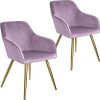 TecTake 800861 Lot de 2 Chaises de Salle à Manger TecTake 800861 Lot de 2 Chaises de Salle à Manger Effet Velours Scandinave Pieds en Acier Dorés Élégant avec Accoudoirs – Diverses Couleurs (Rose)