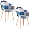 Uderkiny Lot de 2 chaises chaises Patchwork avec accoudoirs, Postuler Uderkiny Lot de 2 chaises chaises Patchwork avec accoudoirs, Postuler à Cuisine Salon Salle à Manger Chambre, etc. (Bleu)
