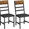 VASAGLE Chaises de Salle à Manger, Lot de 2, Siège de Cuisine, Assise Rembourrée, Cadre en Acier, Ergonomique, Style Industriel, pour Salon, Cuisine, Marron Rustique et Noir LDC095B01