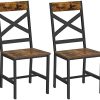 VASAGLE Chaises de Salle à Manger, Lot de 2, Sièges de Cuisine, Cadre en Acier, Ergonomique, Style Industriel, pour Salon, Cuisine, Marron Rustique et Noir LDC094B01