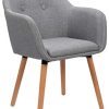 WOLTU 1 X Chaise de Salle à Manger composée de Lin et Bois Massif,Chaise Gris Clair pour Cuisine/Salon/Café BH94hgr-1