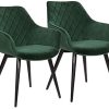 WOLTU 2 Chaises de Salon Chaises de Salle à Manger matière en Velours et métal,Vert BH153gn-2