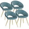 WOLTU Chaises de Salle à Manger Lot de 4 rembourrées en Velours,Chaise de Salle de séjour Turquoise BH230ts-4