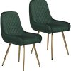 Wolmics Chaises de Salle à Manger Chaise Scandinave Velours Lot Wolmics Chaises de Salle à Manger Chaise Scandinave Velours Lot de 2 avec accoudoirs,Chaise Fauteuil Chaise Cuisine avec Pieds doré en Métal,Vert Foncé