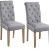 Yaheetech Lot de 2 chaises de Salle à Manger avec Yaheetech Lot de 2 chaises de Salle à Manger avec Dossier Haut, Pieds en Bois Massif, Assise rembourrée en Lin Gris foncé