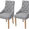 vidaXL Bois de Chêne 2X Chaise de Salle à Manger vidaXL Bois de Chêne 2X Chaise de Salle à Manger Tissu Gris Clair Cuisine