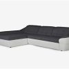 212vpJDZN1L._AC_.jpg Vente-unique - Canapé d'angle Convertible en Tissu et Simili FAREZ - Bicolore Gris et Blanc - Angle Gauche