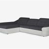 21VnZWYIRL._AC_.jpg Vente-unique - Canapé d'angle Convertible en Tissu et Simili FAREZ - Bicolore Gris et Blanc - Angle Gauche
