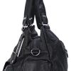 31Knt6EyXRL._AC_.jpg Sac à Main pour Femme en Cuir Souple lavé avec Multi-Poches Sac à bandouliere élégant et spacieux Sac portés Main Fourre-Tout Cabs (Noir)