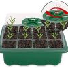 41OpptojaL._AC_.jpg Mengxin 10 Pièce Plateaux de Culture Épaissir Mini Serre de Jardin 12 Trous avec Couvercle, Outils de Plantation, Étiquettes de Plantes Convient pour la Germination des Graines