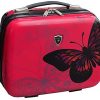 Valise Cabine Rose avec son Vanity assorti motif Papillon.