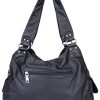 41ZUf9AGA5L._AC_.jpg Sac à Main pour Femme en Cuir Souple lavé avec Multi-Poches Sac à bandouliere élégant et spacieux Sac portés Main Fourre-Tout Cabs (Noir)