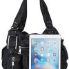 41bzyMrDe1L._AC_.jpg Sac à Main pour Femme en Cuir Souple lavé avec Multi-Poches Sac à bandouliere élégant et spacieux Sac portés Main Fourre-Tout Cabs (Noir)