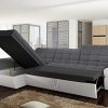 41fgd-gBnaL._AC_.jpg Vente-unique - Canapé d'angle Convertible en Tissu et Simili FAREZ - Bicolore Gris et Blanc - Angle Gauche
