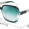 FEISEDY Lunette de Soleil Femme Polarisées Surdimensionnées Carrées Protection UV400 Scintillante Composite Lustre Lunettes de Soleil Femme B2289