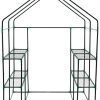 41vRmFHKyQL._AC_.jpg BEJOY Walk In Serre en plastique avec étagères, grande maison de jardin renforcée avec cadre en tubes d'acier, 143 x 143 x 195 cm