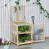 51QFA4XaaiS._AC_.jpg Outsunny Mini Serre de Jardin 2 Niveaux dim. 62L x 63l x 82H cm Porte et Panneau Toit ouvrant Bois Sapin traité Polycarbonate