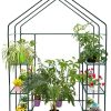 51Rto9D0xwL._AC_.jpg BEJOY Walk In Serre en plastique avec étagères, grande maison de jardin renforcée avec cadre en tubes d'acier, 143 x 143 x 195 cm