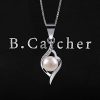 B. Catcher - Collier chaîne en argent sterling avec pendentif renfermant une perle