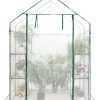 51erme6RA1L._AC_.jpg BEJOY Walk In Serre en plastique avec étagères, grande maison de jardin renforcée avec cadre en tubes d'acier, 143 x 143 x 195 cm