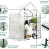 51ifhOt0-L._AC_.jpg BEJOY Walk In Serre en plastique avec étagères, grande maison de jardin renforcée avec cadre en tubes d'acier, 143 x 143 x 195 cm