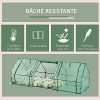 51zBLFdJuJL._AC_.jpg HOMCOM Mini Serre de Jardin 270L x 90l x 90H cm Acier PE Haute densité 140 g/m² Anti-UV 3 fenêtres avec Zip enroulables Vert