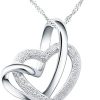 Angel for Angel 925 argent sterling amour coeurs doubles pendentif Angel for Angel 925 argent sterling amour coeurs doubles pendentif collier avec 18" de chaîne bijoux