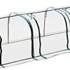 HOMCOM Serre de Jardin Tunnel Serre à tomates 3,5L x HOMCOM Serre de Jardin Tunnel Serre à tomates 3,5L x 1l x 0,8H m 3 Portes zippées bâche PVC Transparent métal époxy Vert