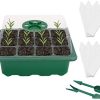 Mengxin 10 Pièce Plateaux de Culture Épaissir Mini Serre de Mengxin 10 Pièce Plateaux de Culture Épaissir Mini Serre de Jardin 12 Trous avec Couvercle, Outils de Plantation, Étiquettes de Plantes Convient pour la Germination des Graines