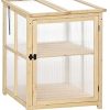 Outsunny Mini Serre de Jardin 2 Niveaux dim. 62L x Outsunny Mini Serre de Jardin 2 Niveaux dim. 62L x 63l x 82H cm Porte et Panneau Toit ouvrant Bois Sapin traité Polycarbonate