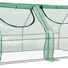 Outsunny Mini Serre de Jardin Serre à tomates Double bâche Outsunny Mini Serre de Jardin Serre à tomates Double bâche 180L x 90l x 90H cm Acier PE PVC 2 fenêtres avec Zip enroulables Vert