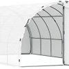 Outsunny Serre de Jardin Tunnel Surface Sol 16 m² châssis Outsunny Serre de Jardin Tunnel Surface Sol 16 m² châssis Tubulaire renforcé 24 mm Double Porte avec poignées Blanc