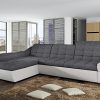 Vente-unique - Canapé d'angle Convertible en Tissu et Simili FAREZ Vente-unique - Canapé d'angle Convertible en Tissu et Simili FAREZ - Bicolore Gris et Blanc - Angle Gauche