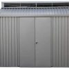 Duramax Aluminium 8 x 6 (4 m²) Abri de Jardin, pour Ranger Les vélos, Les Outils et Le BBQ, Comprend Un kit de Lucarne, Un kit de Fondation, Une fenêtre latérale et des Portes Doubles verrouillables