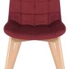 CLP Chaise De Salle A Manger Passaic en Velours I Chaise avec Surface D'assise Matelassée Pieds en Bois De Hêtre, Couleur:Rouge