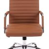 CLP Chaise De Bureau Amadora en Similicuir Ou Tissu avec roulettes I Fauteuil De Bureau Ergonomique Réglable en Hauteur I Dossier Et accoudoirs, Couleur:Brun Clair, matière:Similicuir