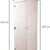 31flYQjepL._AC_.jpg Outsunny Armoire abri de Jardin Remise pour Outils 3 étagères Porte loquet Toit Pente bitumé 68L x 65l x 214H cm pin Massif traité Blanc
