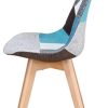 31lkK-QGSL._AC_.jpg Lot de 2/4/6 Chaises en Pacthwork Chaises de Salle à Manger Pieds en Bois Massif de hêtre (Bleu, 4)