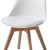 Albatros Chaises de Salle à Manger AARHUS, Lot de 4, Blanc avec Pieds en Bois Massif, Hêtre, Design Rétro Scandinave