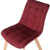 CLP Chaise De Salle A Manger Passaic en Velours I Chaise avec Surface D'assise Matelassée Pieds en Bois De Hêtre, Couleur:Rouge