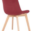 CLP Chaise De Salle A Manger Passaic en Velours I Chaise avec Surface D'assise Matelassée Pieds en Bois De Hêtre, Couleur:Rouge