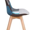 31uTSNshiIL._AC_.jpg Lot de 2/4/6 Chaises en Pacthwork Chaises de Salle à Manger Pieds en Bois Massif de hêtre (Bleu, 4)