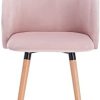 31wWaQ5qNVL._AC_.jpg WOLTU Lot de 6 Chaise de Salle à Manger Chaise de Loisir rembourrée Assise en Velours, Rose, BH121rs-6