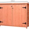 412-0Wp8fL._AC_.jpg Outsunny Armoire de Jardin sur Pied Double Porte étagère et Toit bitumé relevable dim. 128L x 50l x 90H cm Bois Sapin pré-huilé