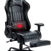 KASORIX Chaise Gaming Inclinable Chaise Bureau Ergonomique Fauteuil Gamer en Cuir PU Hauteur réglable Chaise Gamer avec Repose-Pieds et Massage Siege Gamer Oreiller Lombaire 8509-Noir