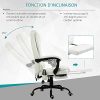 Fauteuil de Bureau Direction massant Chauffant Hauteur réglable Dossier inclinable Repose-Pied + Coussin lombaires intégrés revêtement synthétique (Blanc)