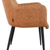 410HS0AsgL._AC_.jpg Damiware Rose Chaise avec Accoudoir | Salle à Manger Confort Revêtement en Tissu (Cognac)