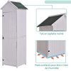 410tQFiFPuL._AC_.jpg Outsunny Armoire abri de Jardin Remise pour Outils 3 étagères Porte loquet Toit Pente bitumé 68L x 65l x 214H cm pin Massif traité Blanc