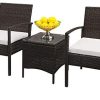 410zojNXNYL._AC_.jpg Bonnlo Salon de Jardin Extérieur en Résine Tresseé avec Coussins Ensemble 3 Pièces, Petit Salon en rotin de 2 Fauteuils à Une Place avec Coussins, 1 Table Basse en Verre - Dégradé Marron